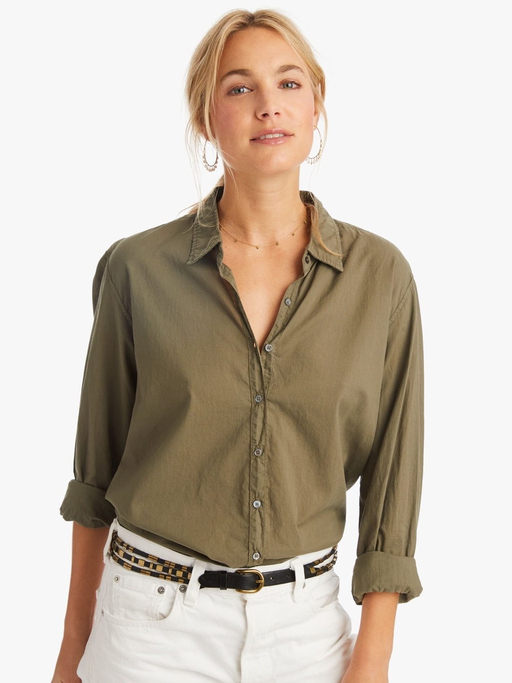 XiRENA Beau Relaxed Button-Down Shirt, Olive, Size Small